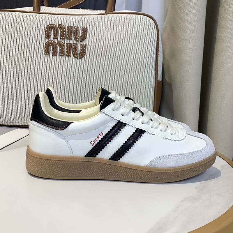 韩版百搭潮鞋米白复古德训鞋轻便软底运动板鞋平底运动休闲鞋ins 