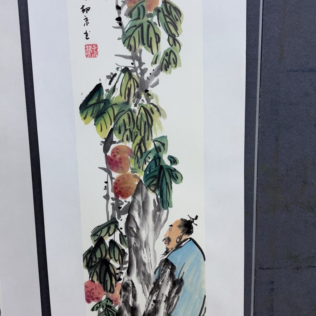 国画山***哥郝京三尺对开花鸟