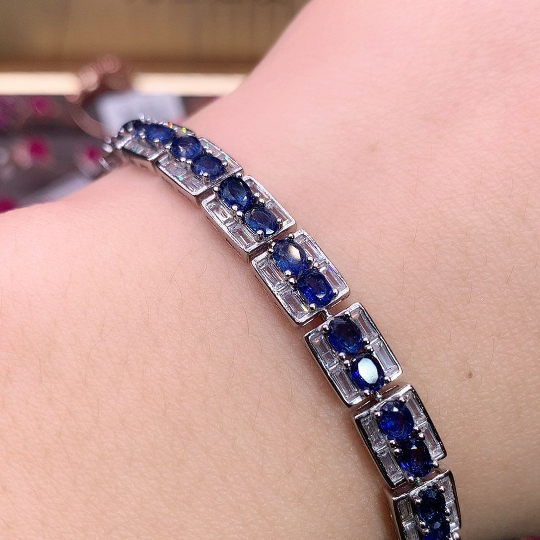 蓝宝石手链银S925镶嵌