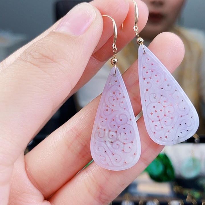 翡翠耳饰18K金镶嵌饰品