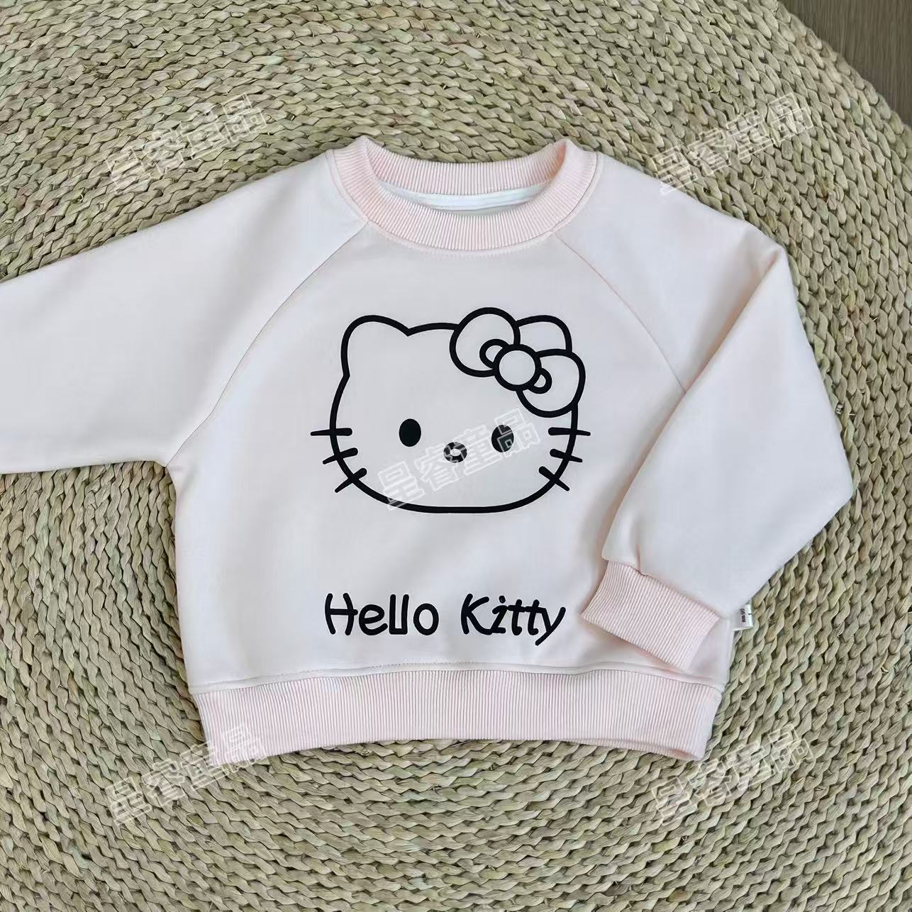 加绒女童卫衣圆领秋冬款Kitty猫卫衣休闲风