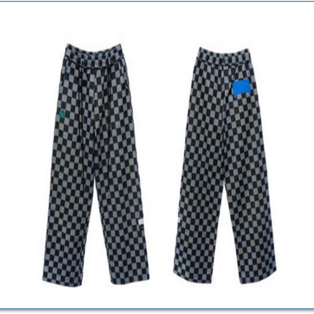 ooxoo50200格纹直筒宽松牛仔裤外穿高腰黑白长裤时尚裤子阔腿裤