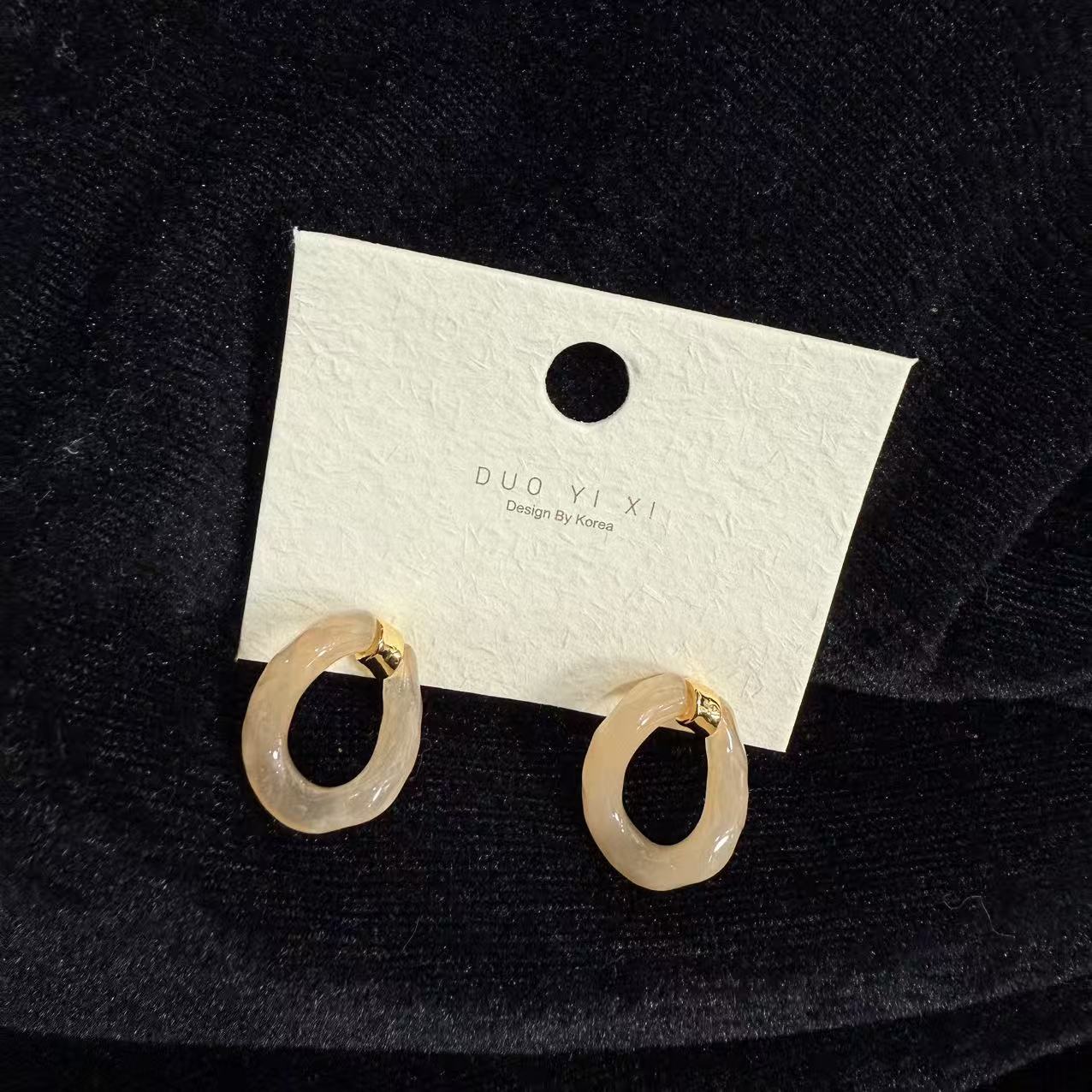 足银耳饰 合金耳饰 『雨美 Show』930129不规则树脂金属耳钉