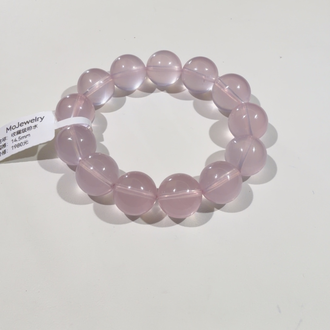 未镶嵌水晶手链粉水晶14.5mm