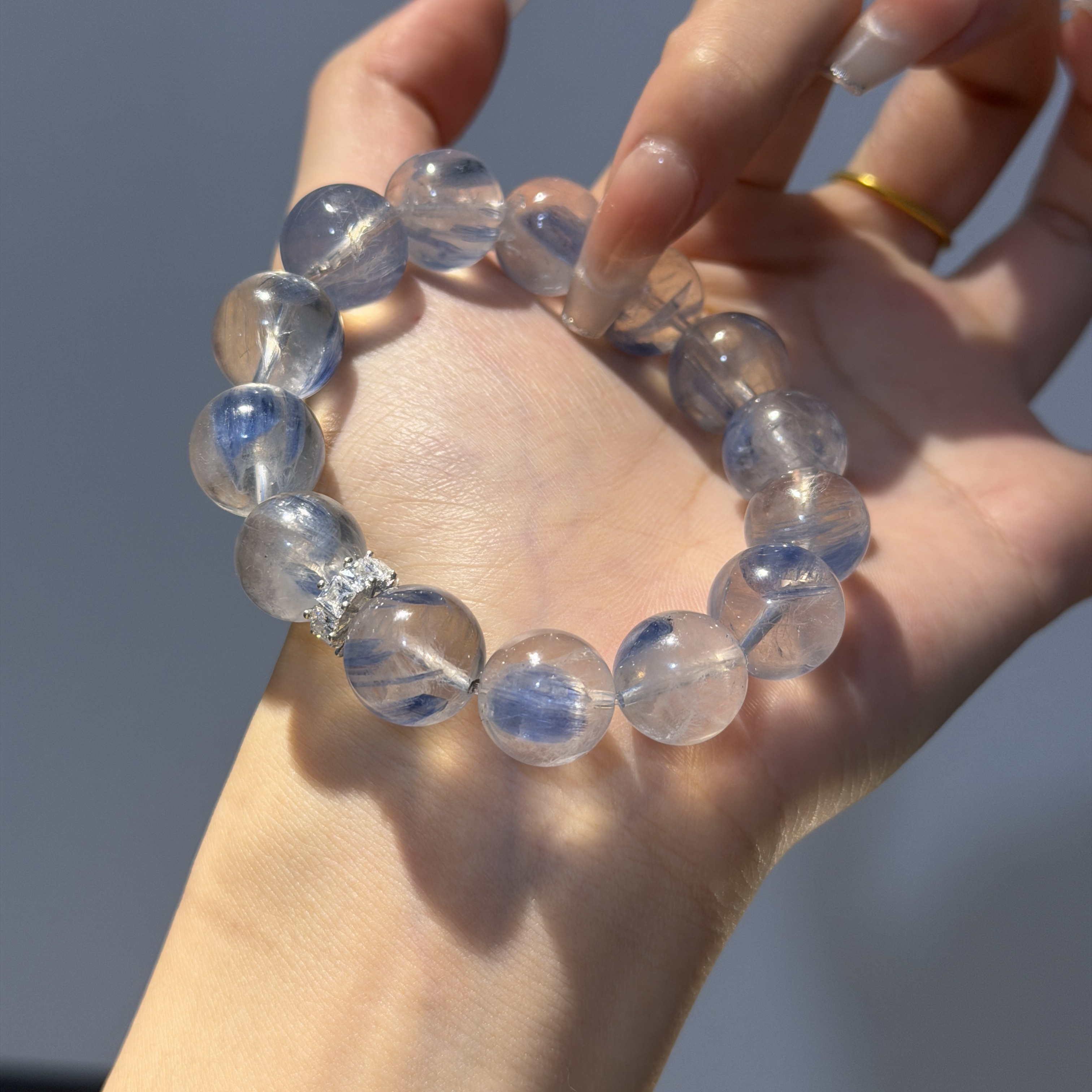 《玉化蓝晶》天然水晶玉化蓝晶石手串
