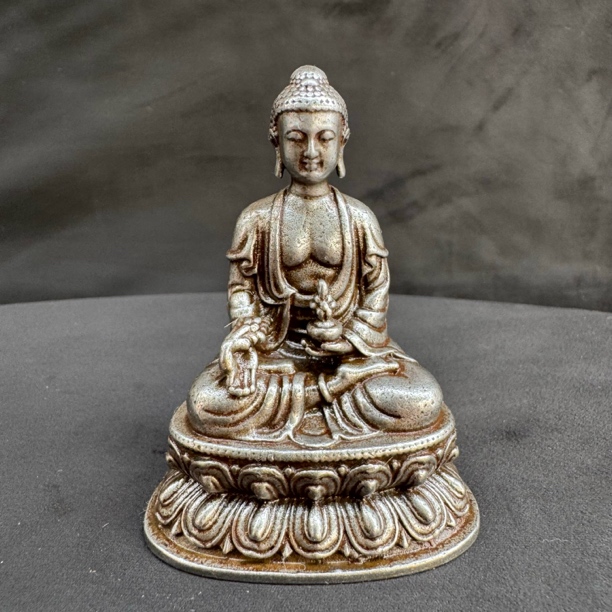 古玩收藏仿古铁器天铁药师佛像复古摆件家居装饰品工艺品老物件