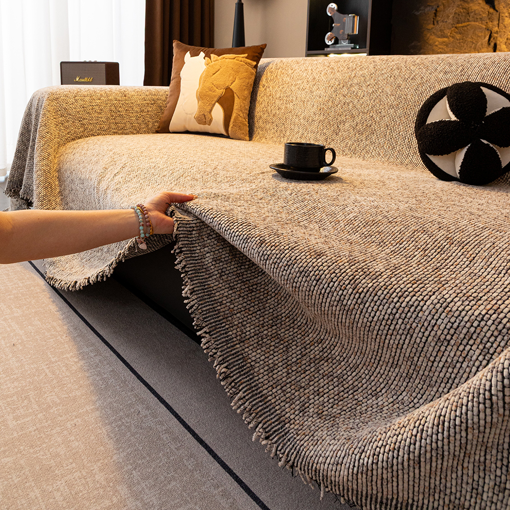 2026新款简约炫彩雪尼尔防滑沙发巾四季通用防猫抓沙发盖布靠背巾