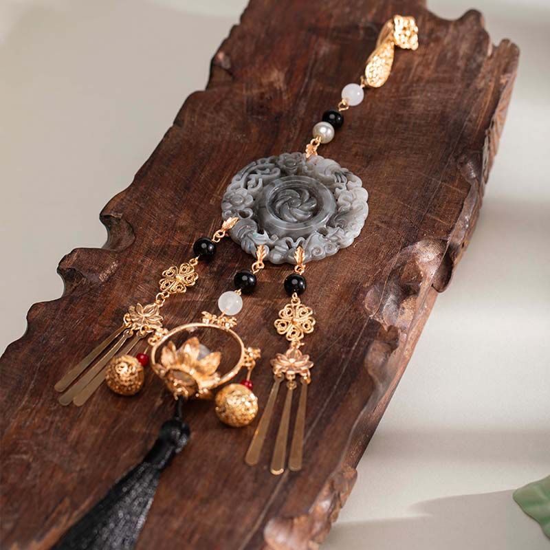 马面裙古风禁步腰佩黑色玉佩花灯流苏禁步