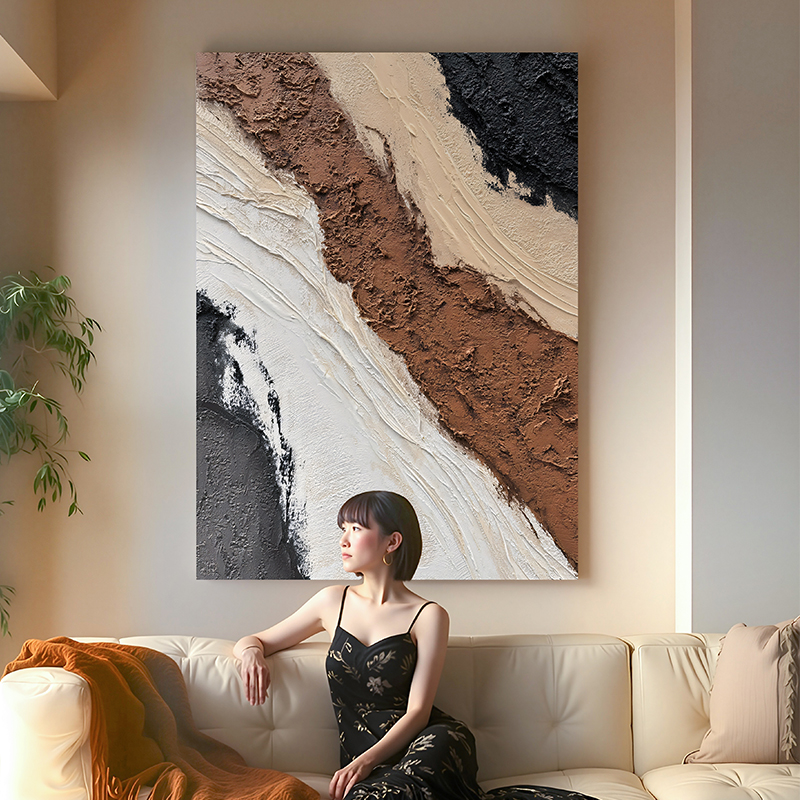 《浩渺》抽象油画高级感手工肌理画客厅装饰画大幅落地画玄关挂画