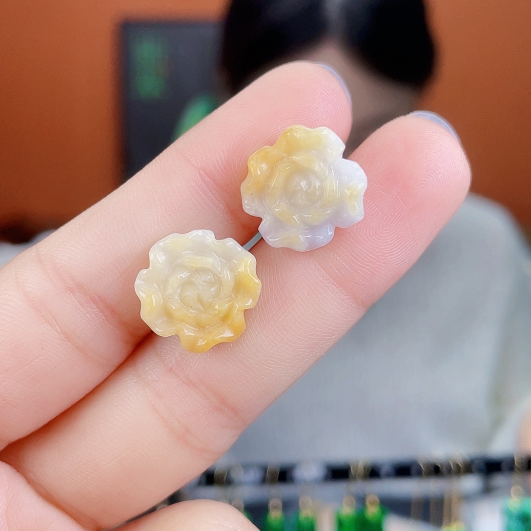 翡翠未镶嵌耳饰饰品
