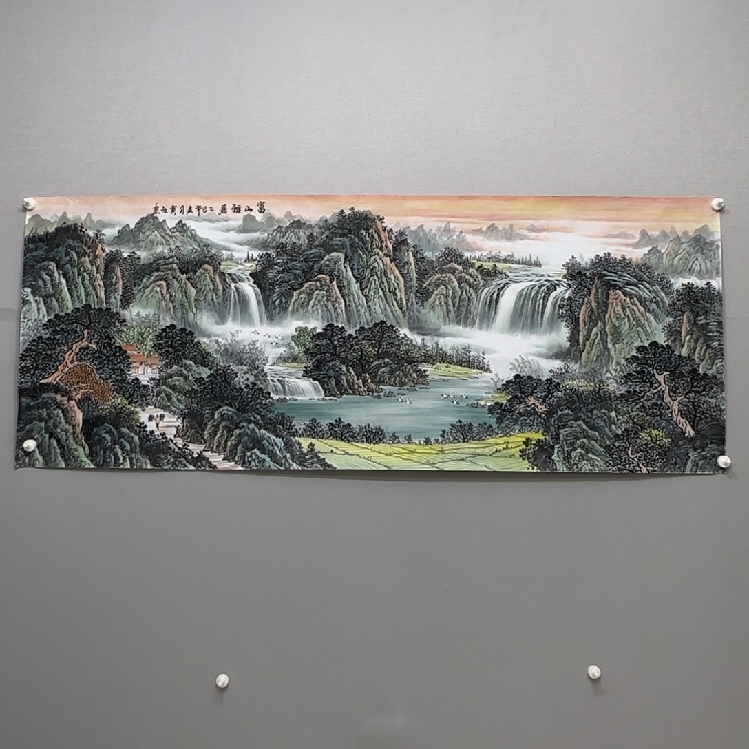 国画横幅六尺精品山水贾敏