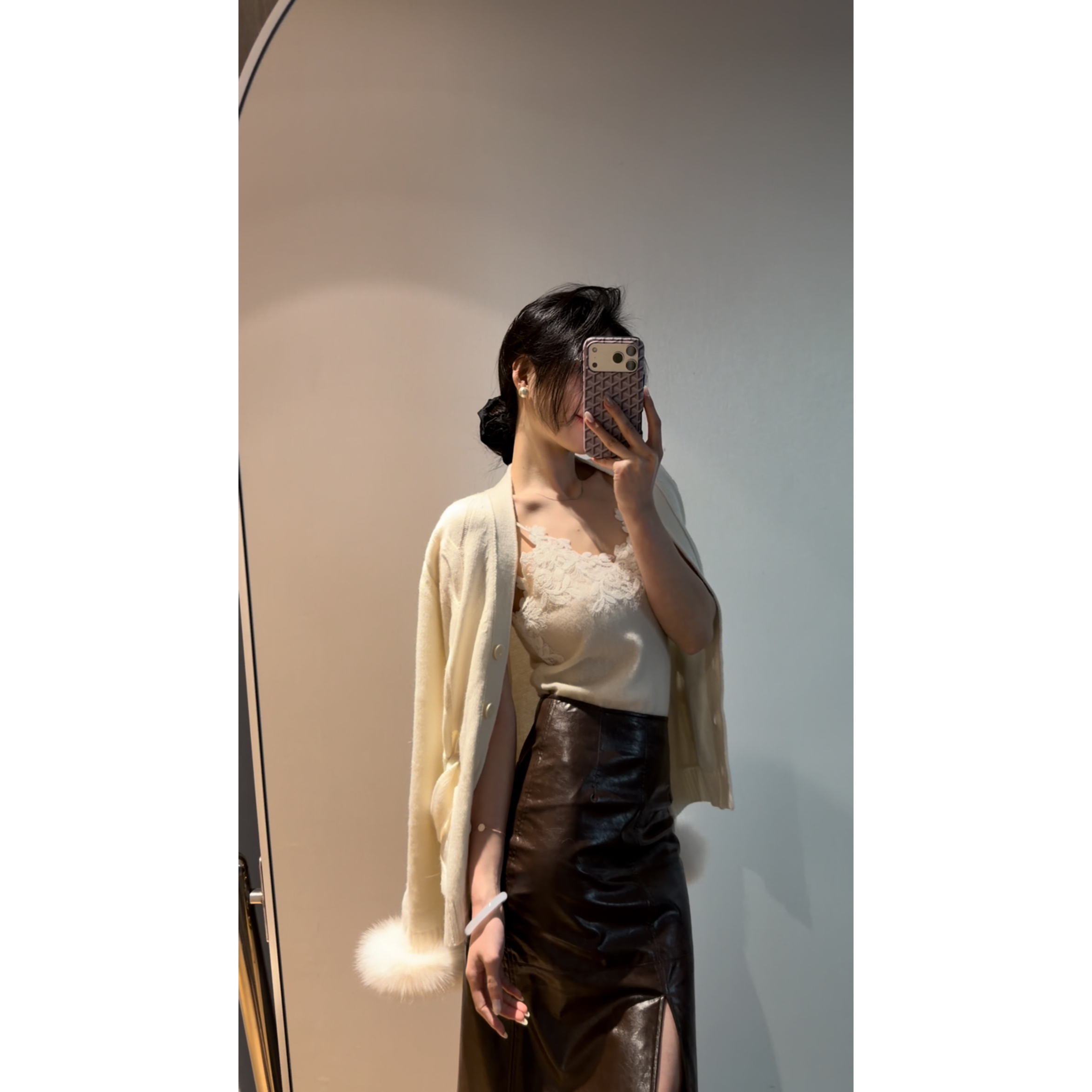 【100%山羊绒吊带】山羊绒亲肤蕾丝花边拼接内搭吊带