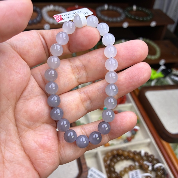 高冰烟紫渐变8mmmm手串气质素圈百搭天然和田玉