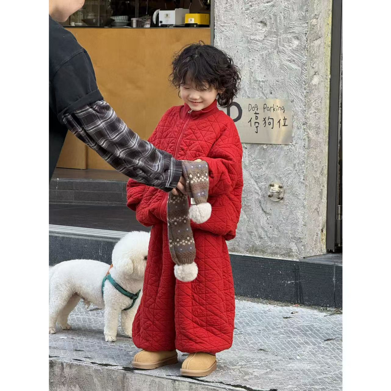 现货LUCHENDIDI ｜熊熊面包｜儿童纯色冬季棉服男童保暖套装15036