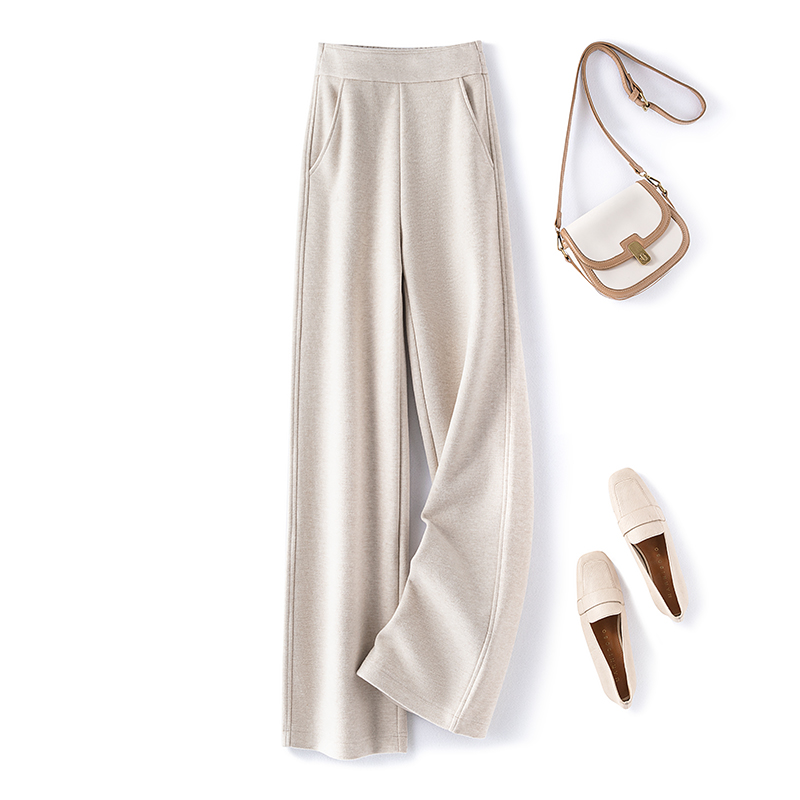 【尤娜专属】醋酸羊毛直筒裤女秋冬休闲裤垂感加厚保暖裤子WS-559