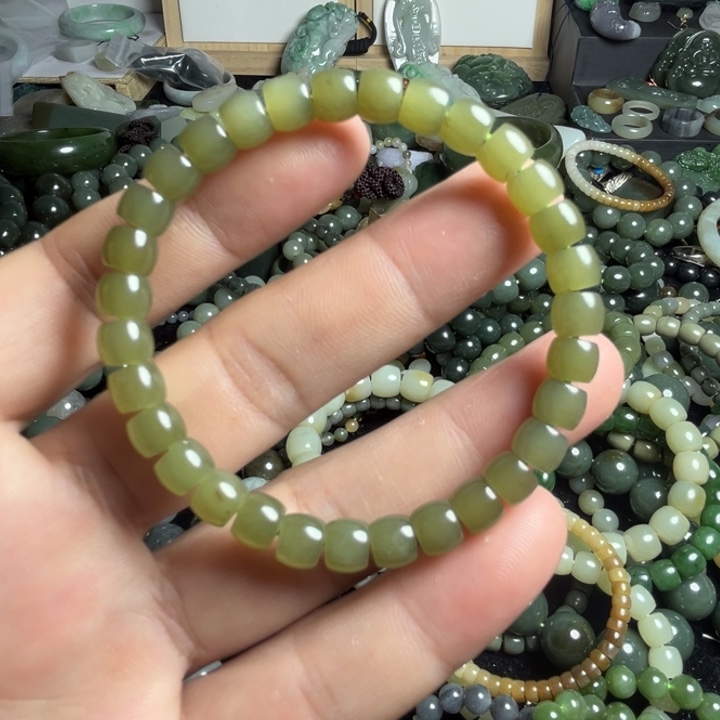 和田玉手串未镶嵌卡7