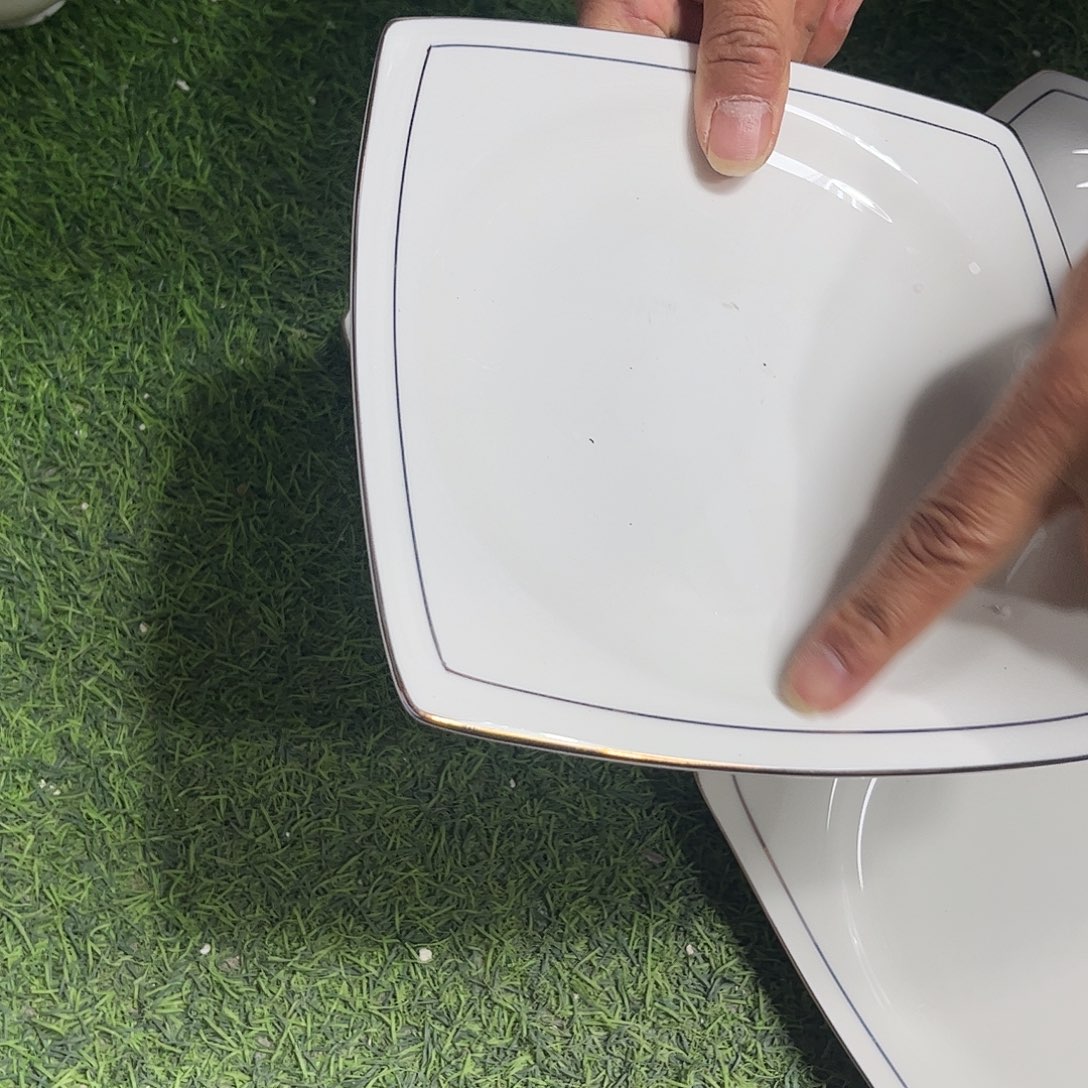 瓷片秒金八寸方盘四个微瑕