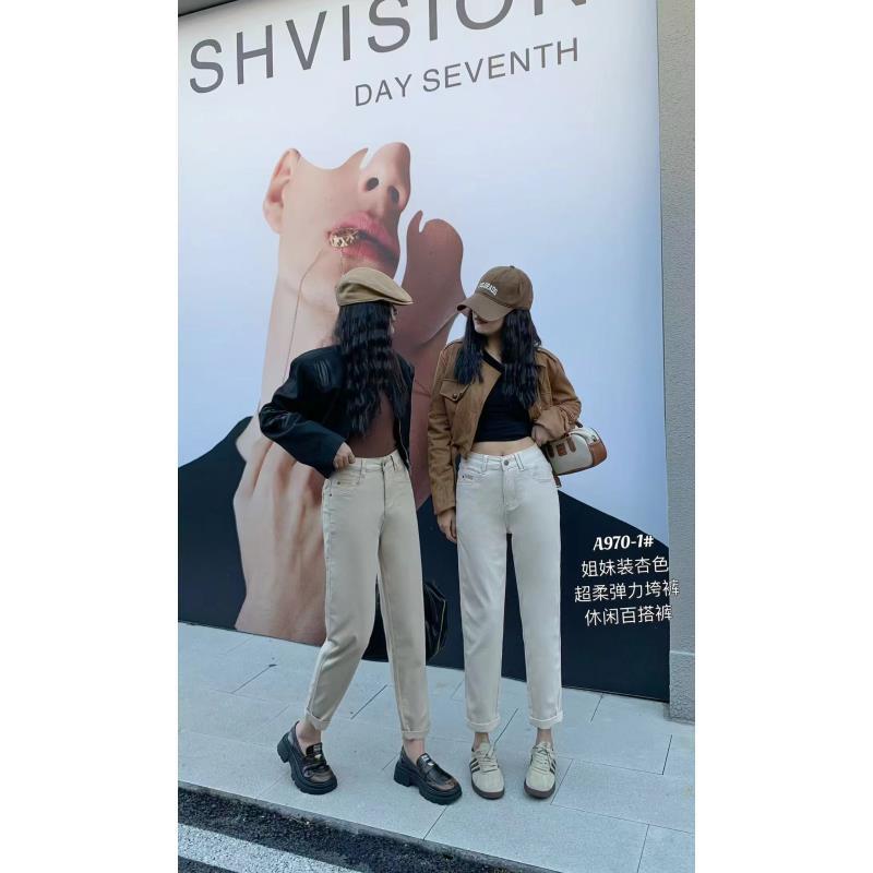 A970夏款簿料休闲百搭弹力显瘦老爹牛仔裤