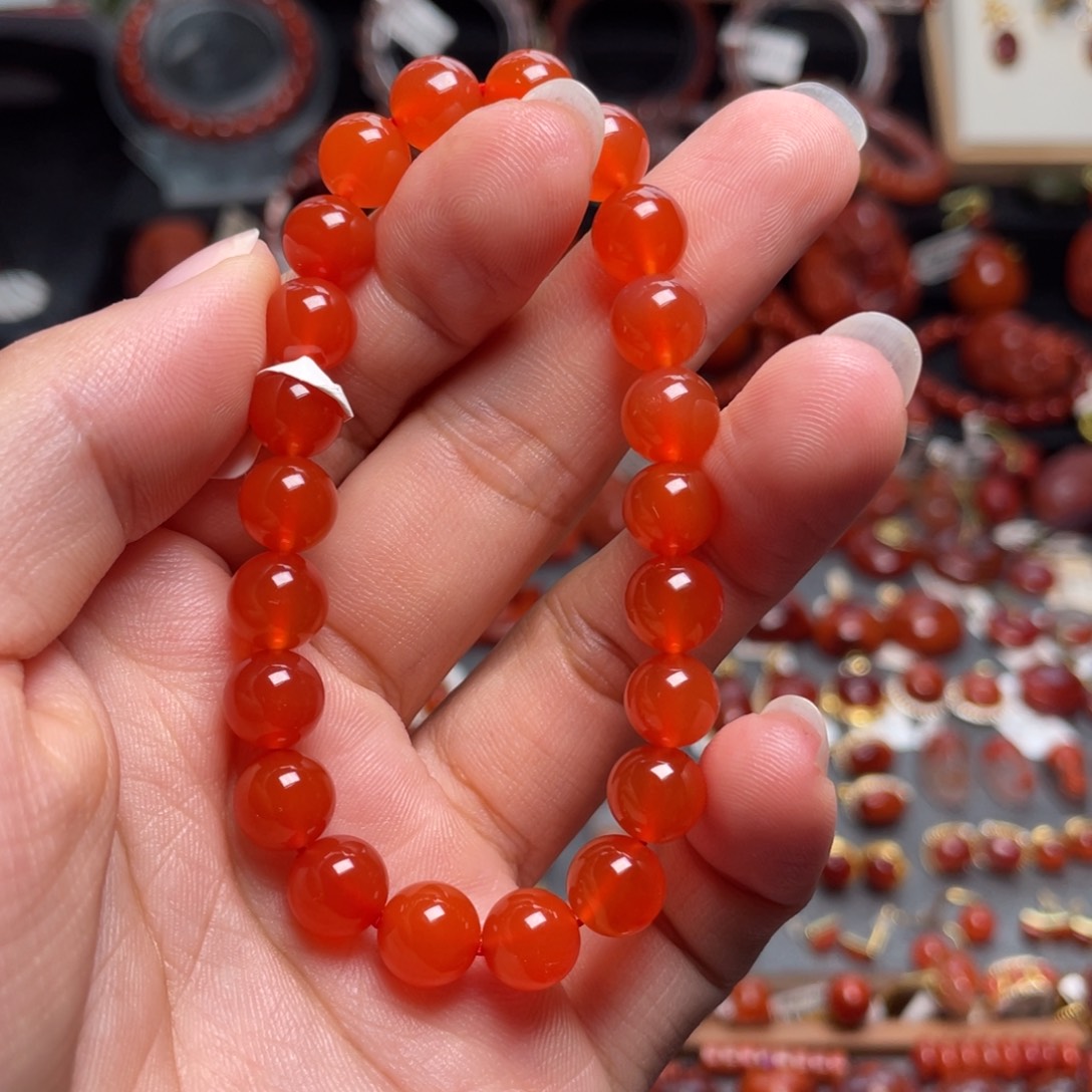南红玛瑙未镶嵌8.5mm原矿冰红手串