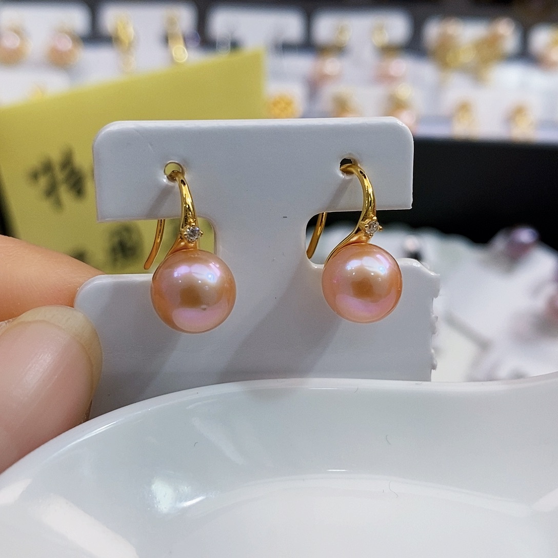 银S925镶嵌特价孤品清库存淡水正圆极光珍珠8.3淡水珍珠