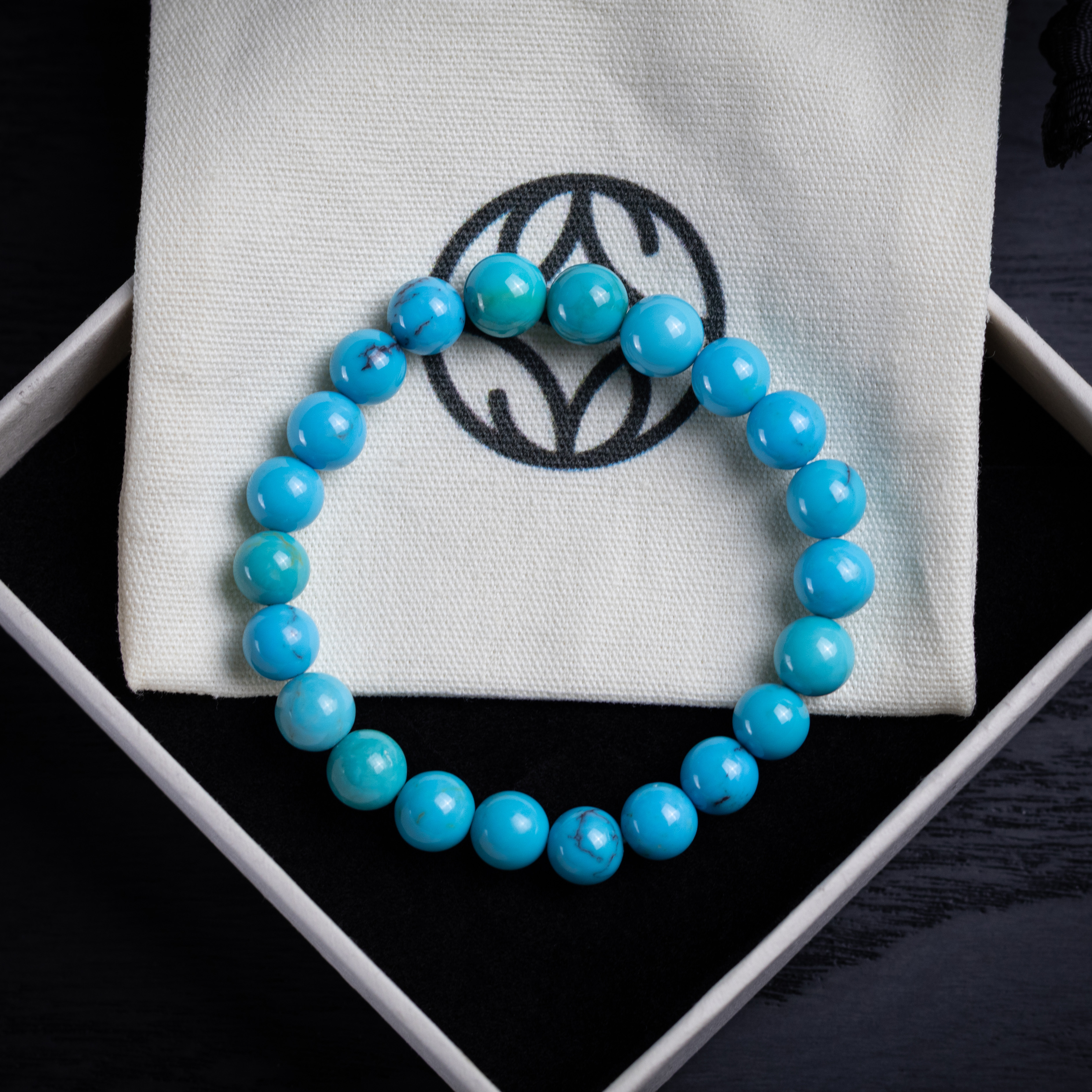 禾奕天然绿松石7-8mm手串单圈湖北原矿高瓷釉复古经典优雅国风