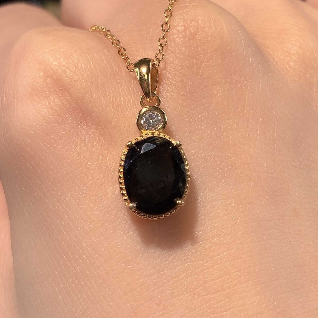 蓝宝石颈饰银S925镶嵌D****6