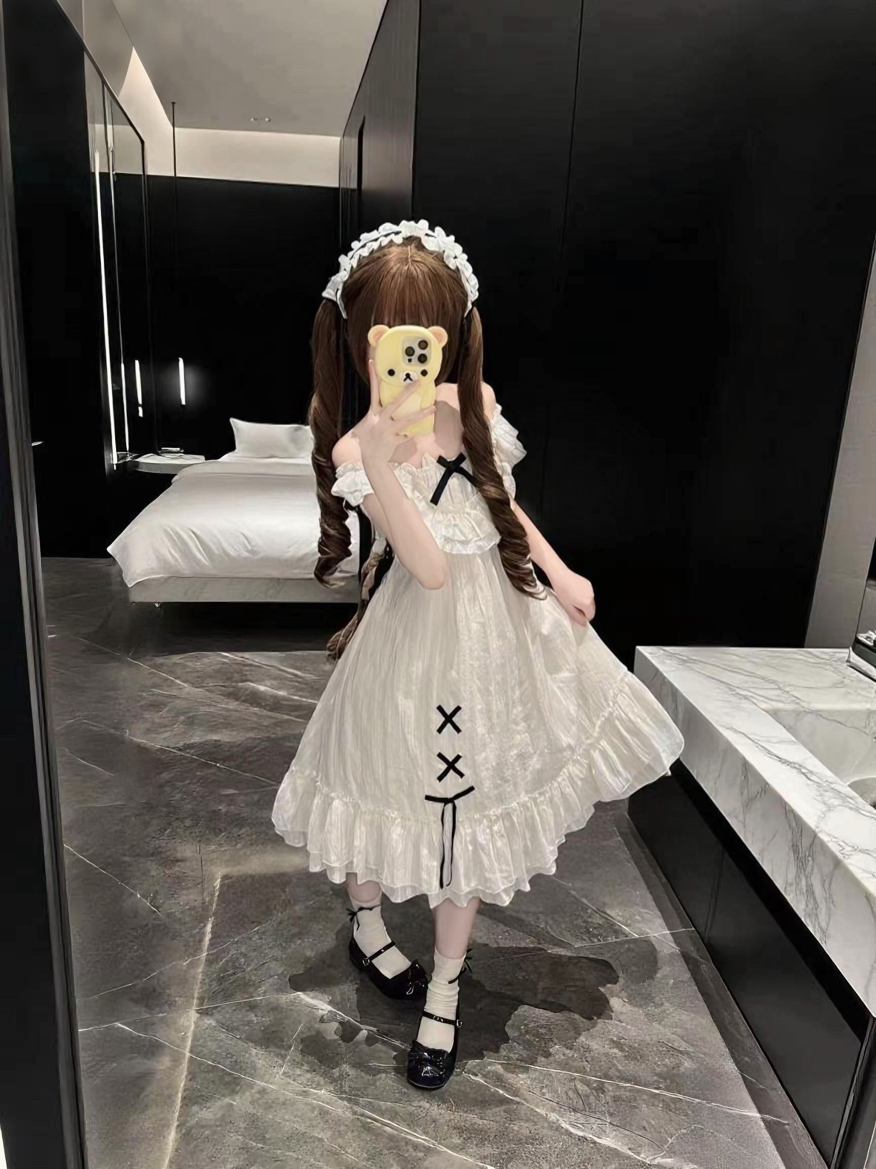 【小丹的衣柜】法式甜美风蝴蝶结睡裙doll纯棉百分百有缩率