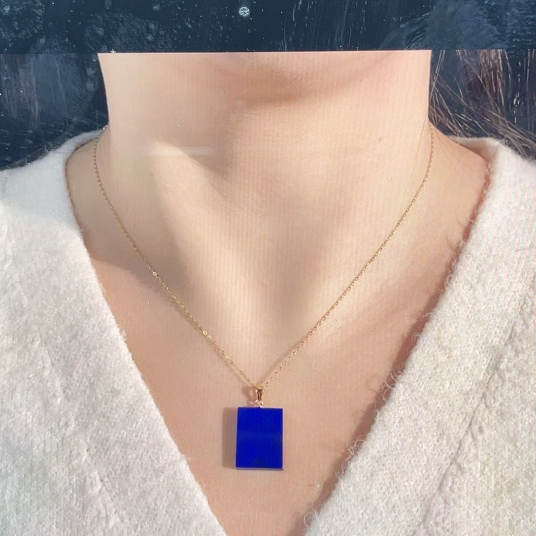 青金石吊坠银S925镀金镶嵌