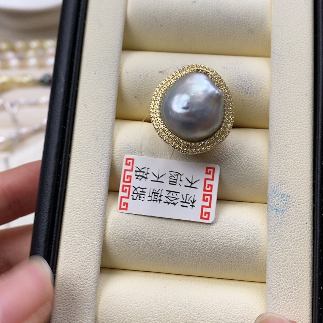 海水珍珠戒指银S925镶嵌