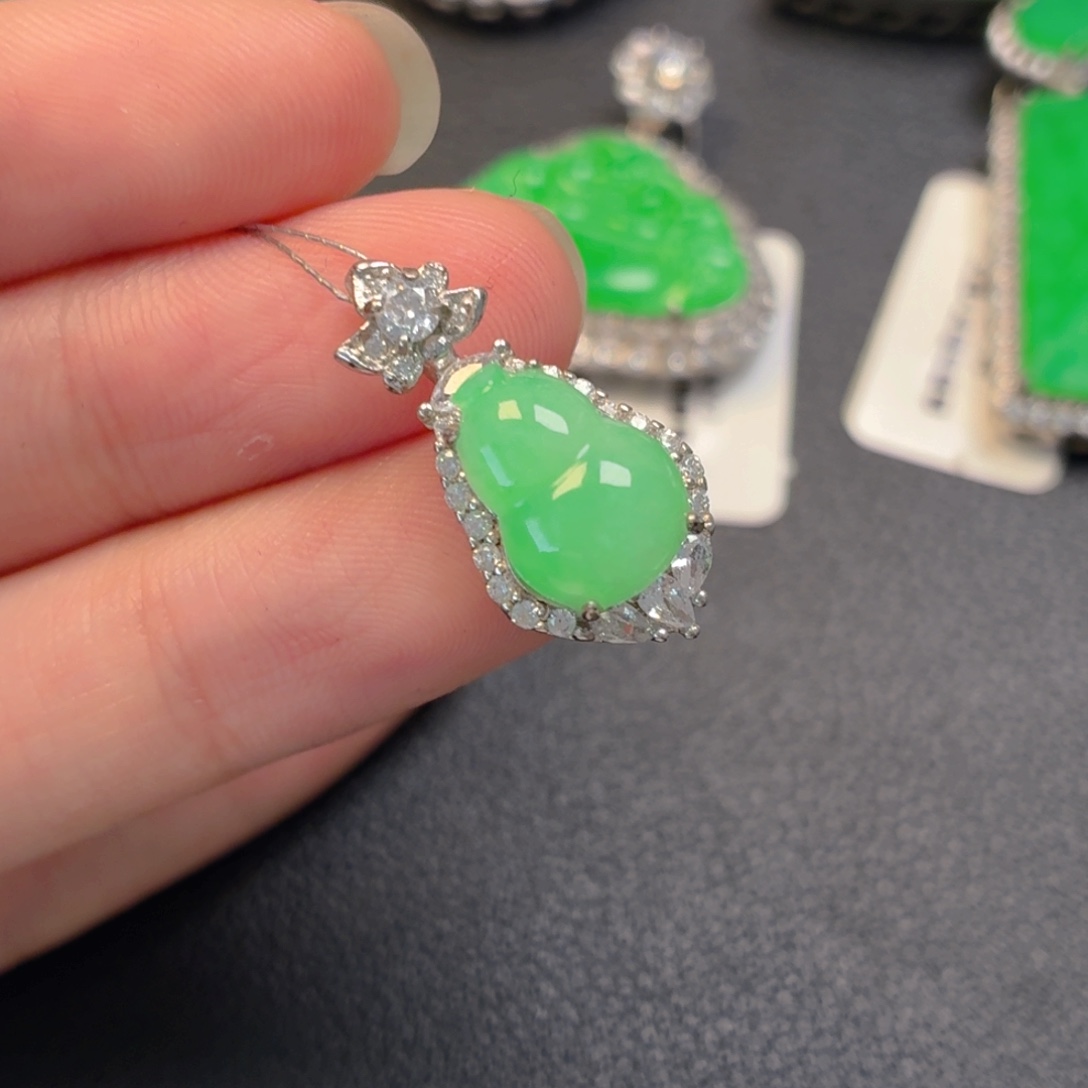 翡翠银S925镶嵌吊坠(不含链)