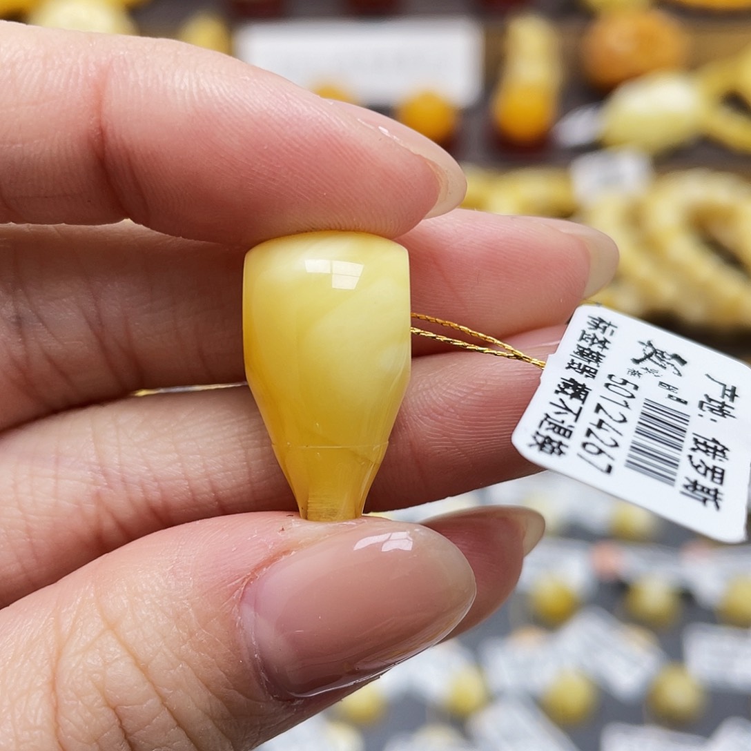 琥珀裸石未镶嵌蜜蜡三通12*21.2mm花粉