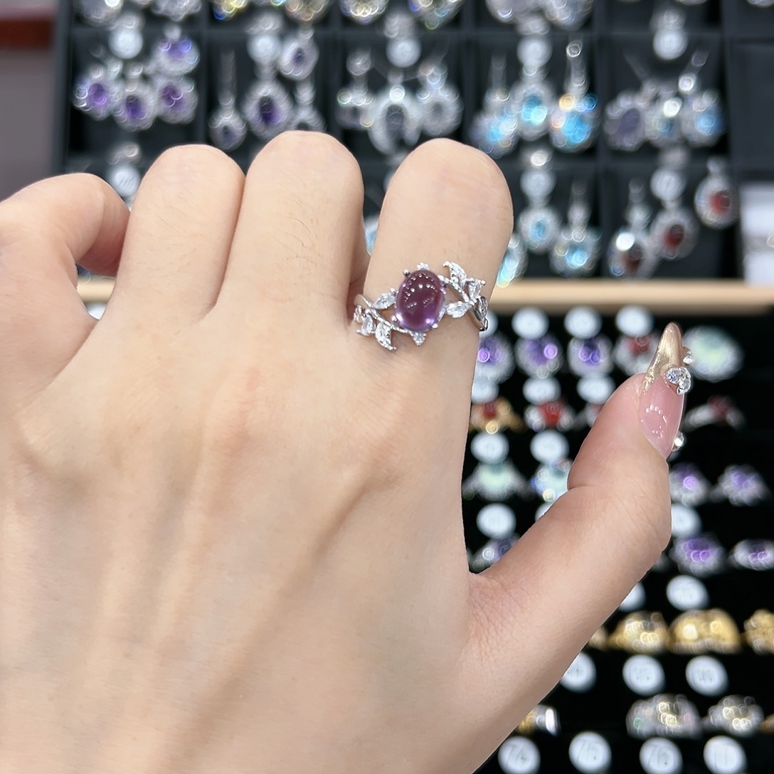 紫晶戒指银S925镶嵌戒指
