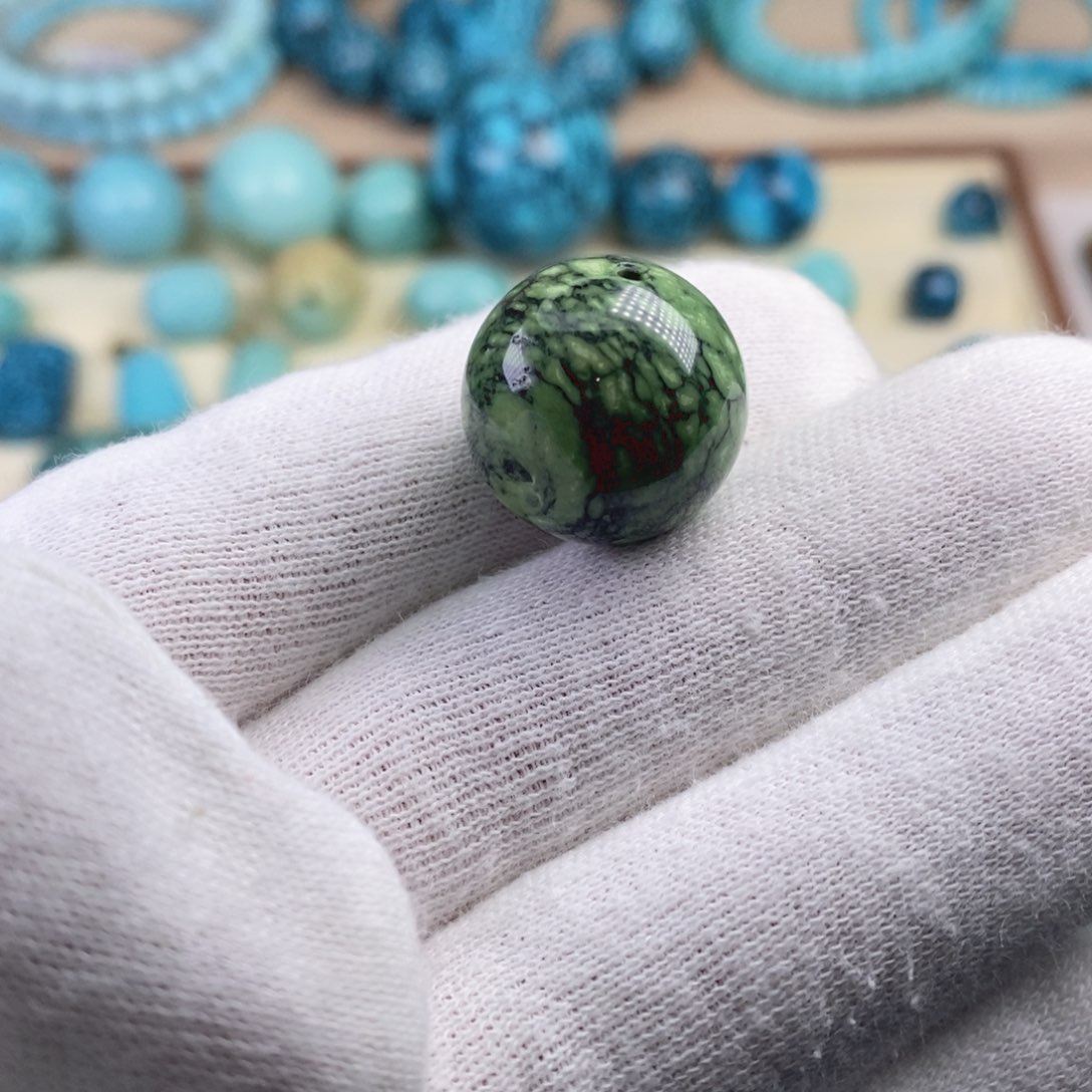 绿松石珠宝奇石未镶嵌菜籽黄圆珠直径17