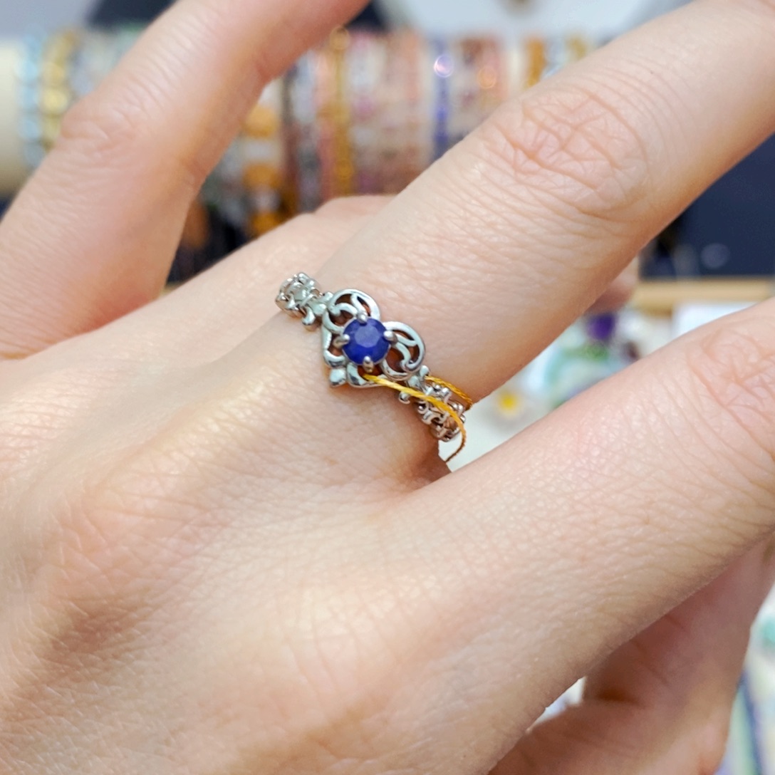 蓝宝石戒指银S925镶嵌