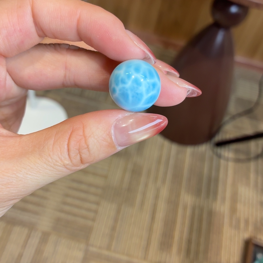 针钠钙石（海纹石）未镶嵌颈饰火山蓝还问单珠18m+