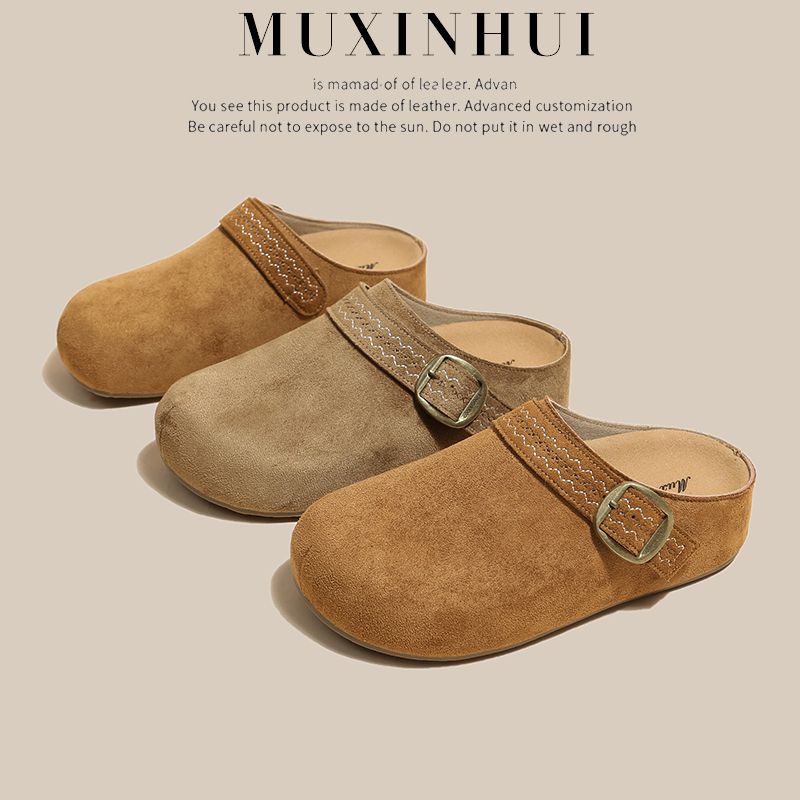 【品牌】厚底包头拖女增高5cm一脚蹬女2025秋季外穿勃肯半拖738