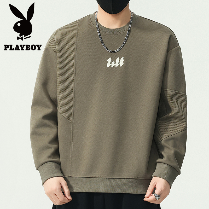 PLAYBOY/花花公子圆领秋季宽松型长袖潮流时尚印花男士卫衣字母