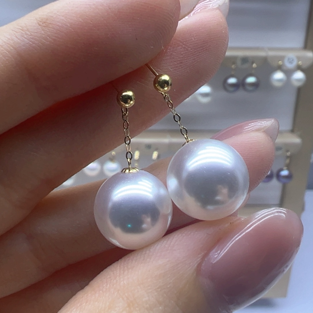 18K金镶嵌淡水珍珠耳饰