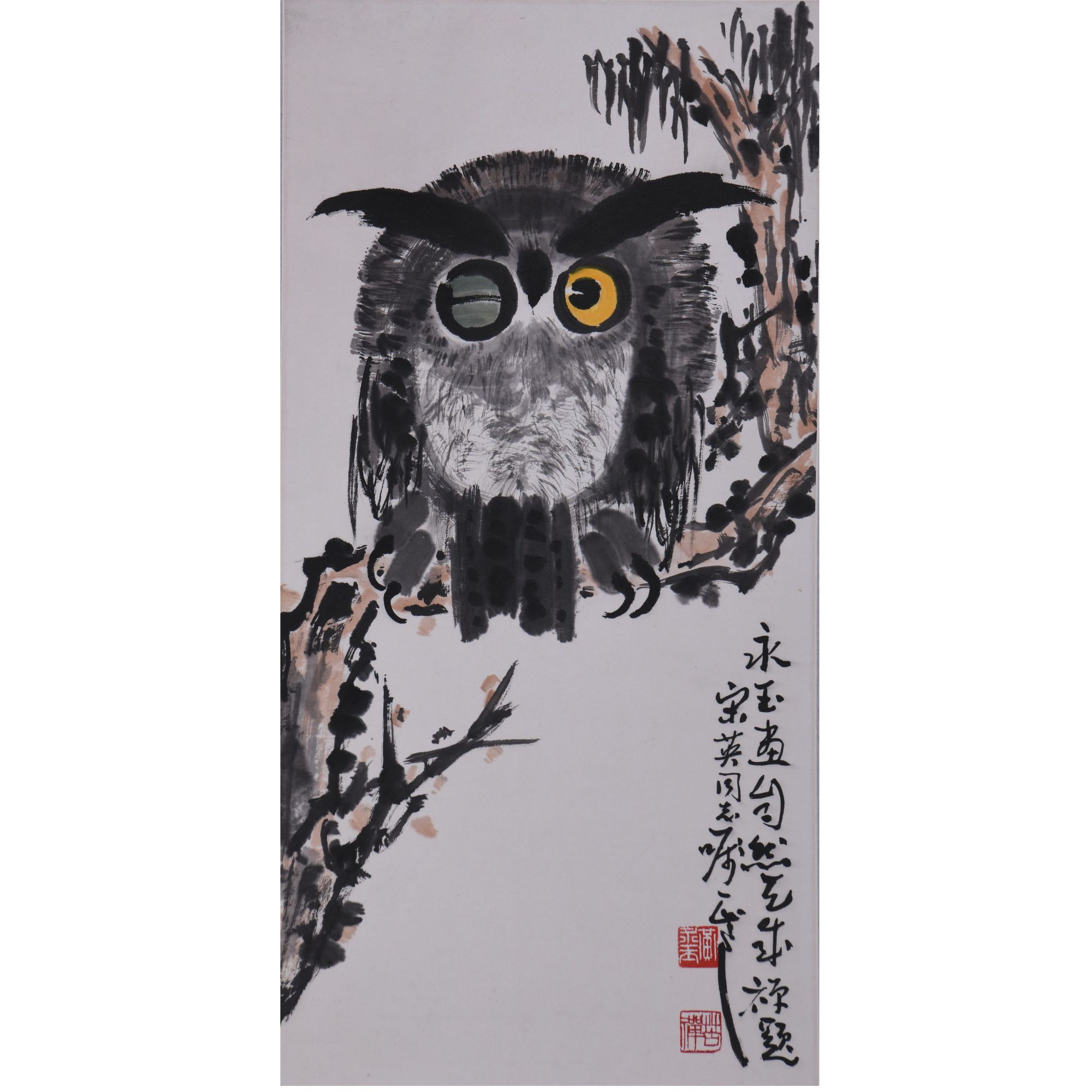 LOT.020【猫头鹰】纸本立轴B0503-632预展手绘专场