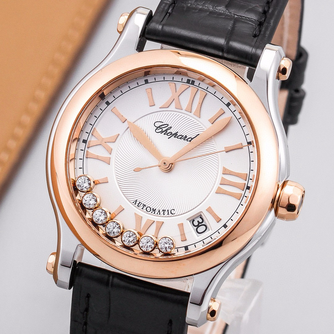 99新 Chopard/萧邦 萧邦快乐钻石36mm间金机械机芯