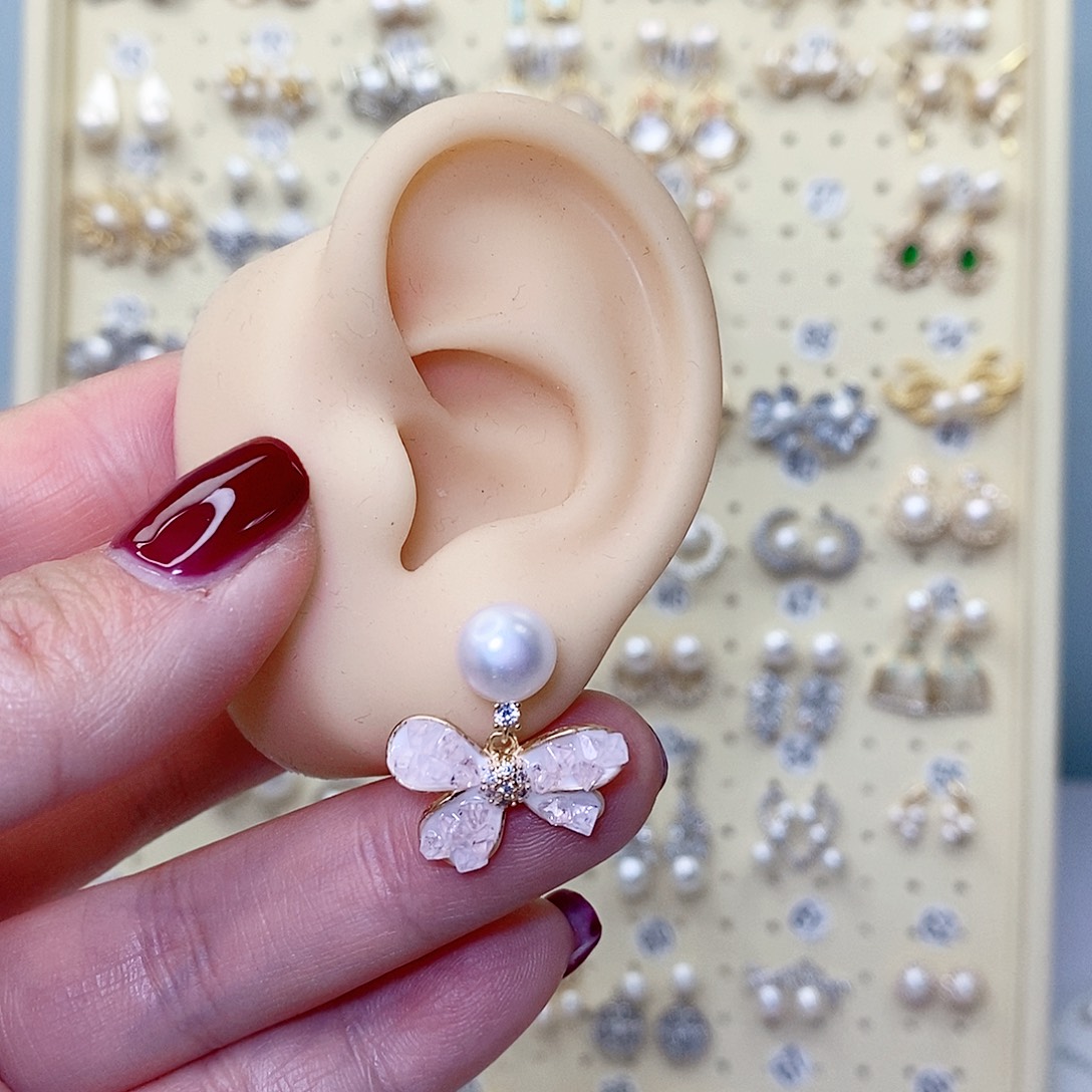 银S925镶嵌淡水珍珠耳饰