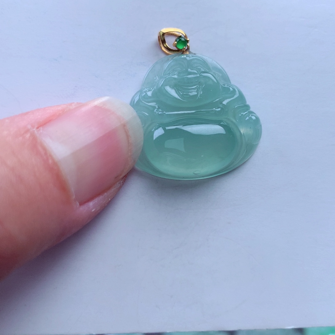 翡翠吊坠(不含链)18K金镶嵌