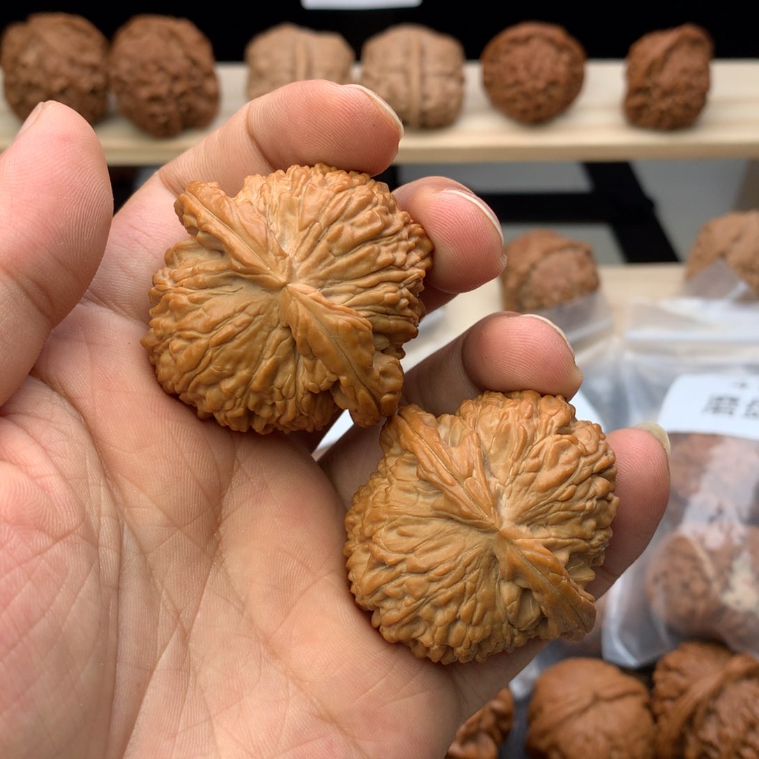 文玩核桃把件43尺全品无修白狮子