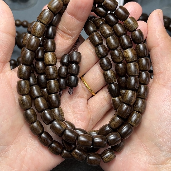 沉香手串青**水白棋玉化