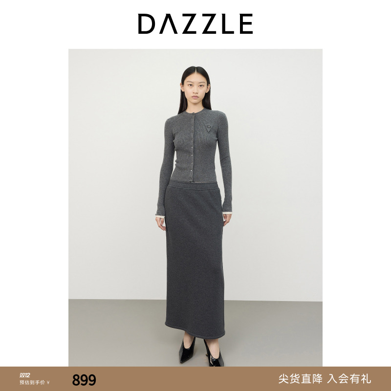 DAZZLE地素 毛针织衫冬季时尚针织长袖开衫2I4E536