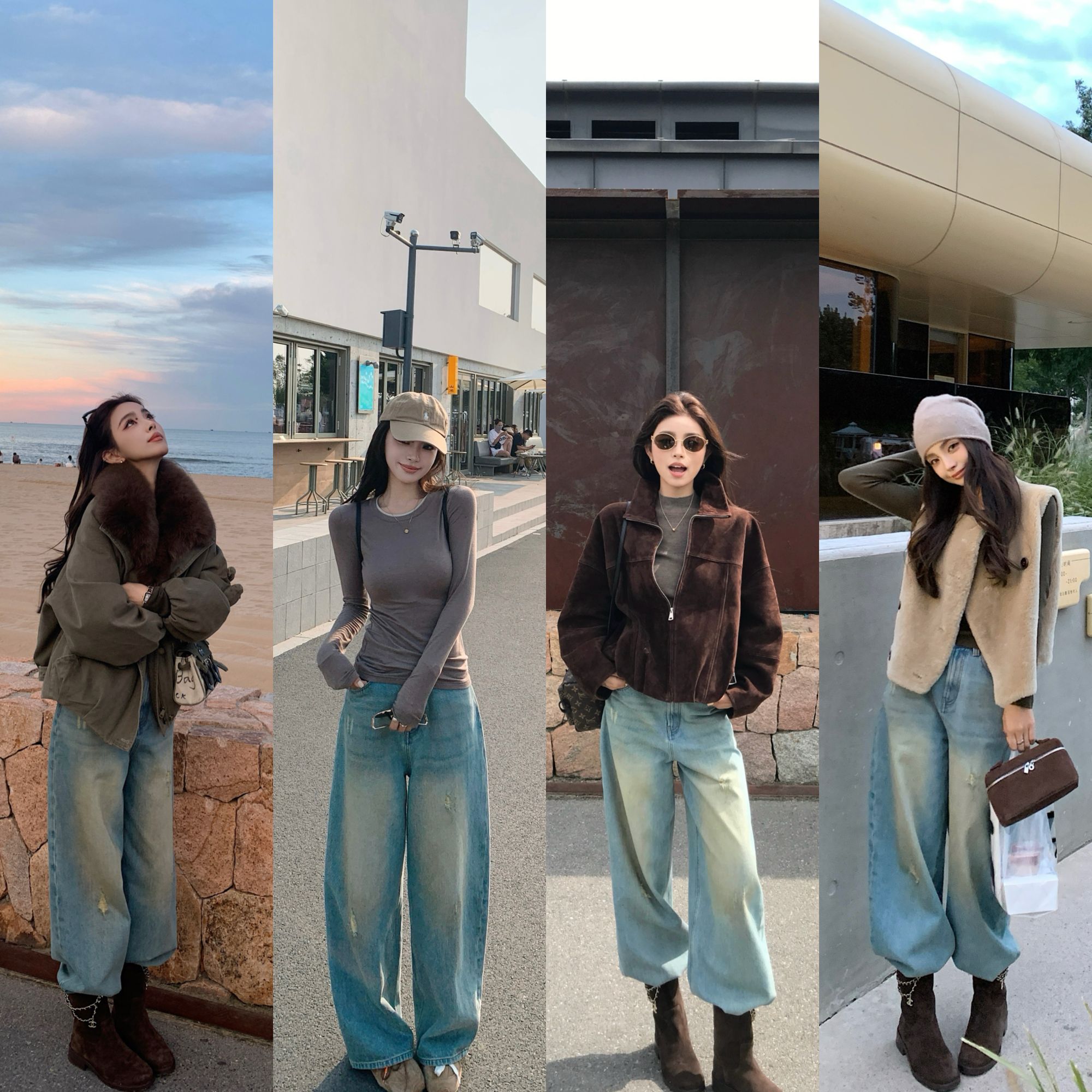 “Ac*e脏脏裤"90S废土风做旧裤 时髦叠搭100棉手工擦色直筒牛仔裤