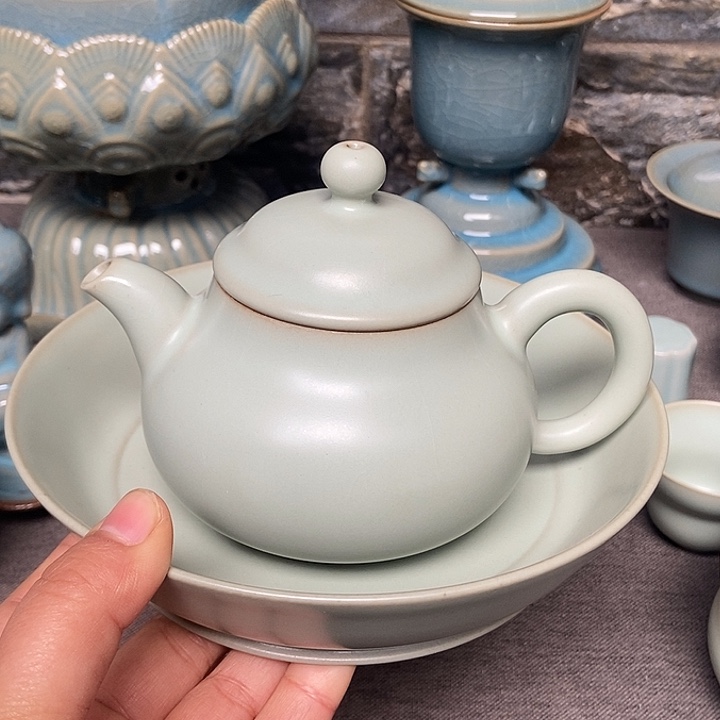 夜***睡一套复古釉汝瓷原矿