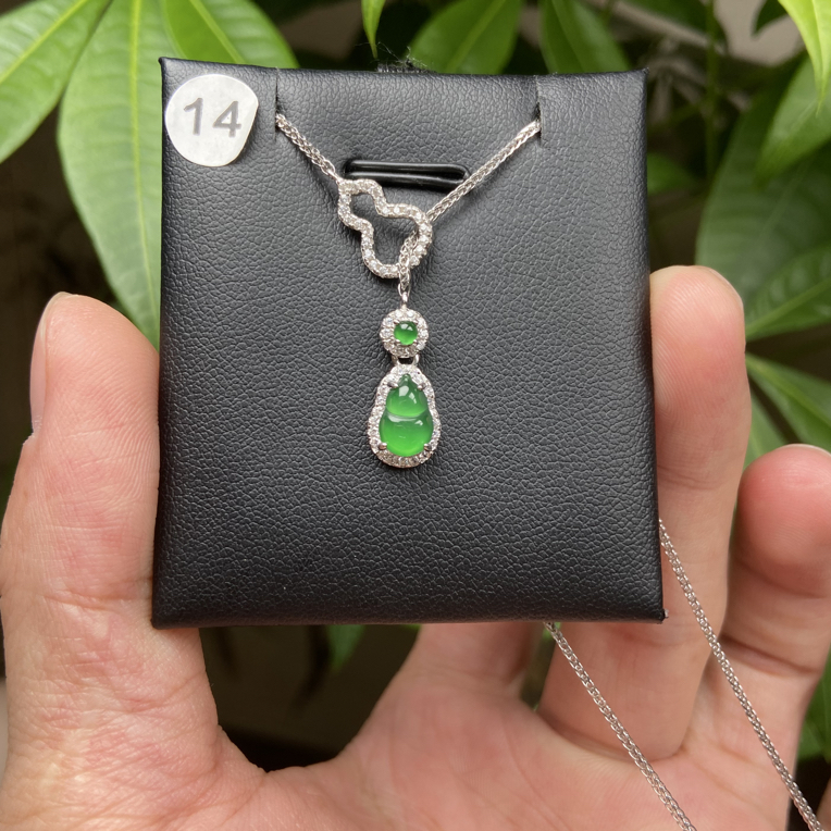 S925银镶嵌翡翠锁骨链14