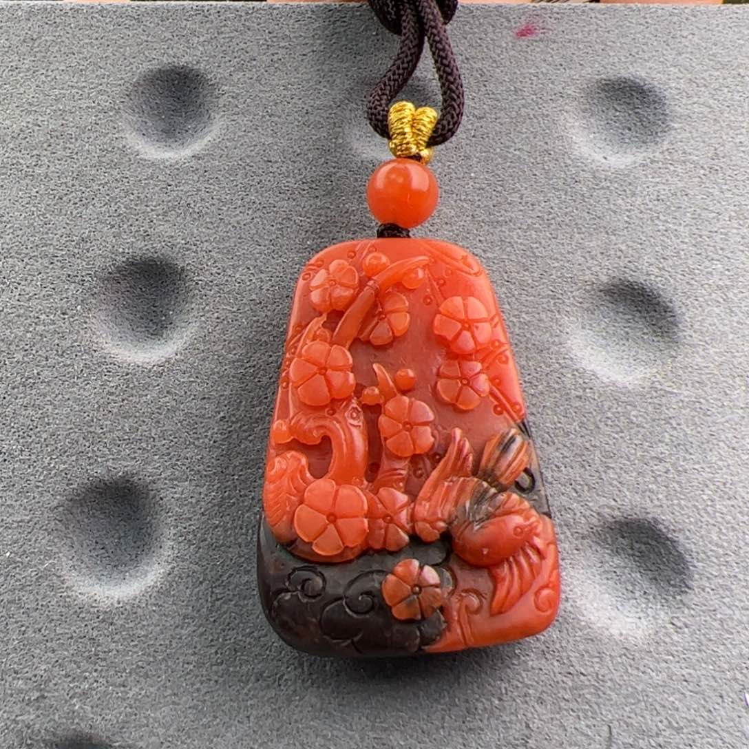 南红玛瑙喜上眉梢39*27*10未镶嵌