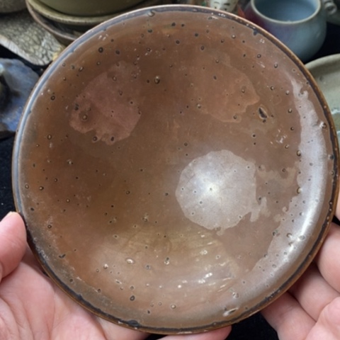 炉鲁山段店窑紫金釉斗笠小碗